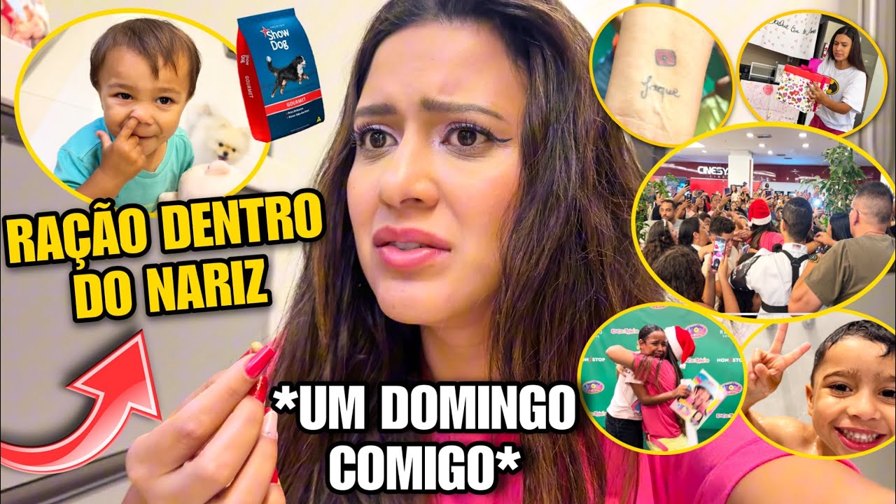 DEU RUIM ELE ENFIOU A RAÇÃO DENTRO DO NARIZ! 😭😱 *UM DOMINGO COMIGO + ABRINDO PRESENTES! 