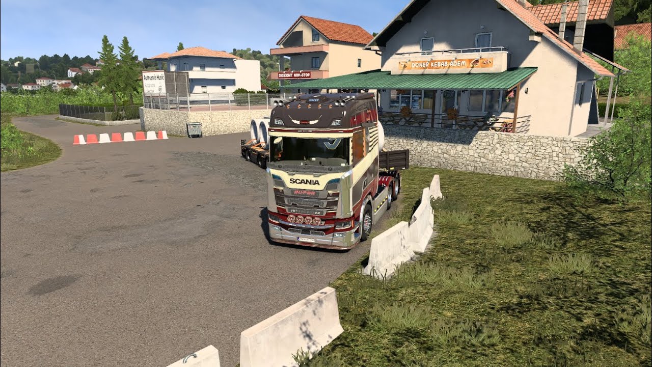 【SCANIA  SUPER  V8】＜ Euro Truck Simulator 2 ＞　 PC管の運搬。今日も安全運転で、Let's go !  Have a nice day !