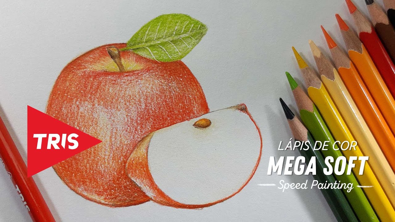 TUTORIAL - MAÇÃ Realista com lápis de cor TRIS Mega Soft I  (Tutorial Completo)