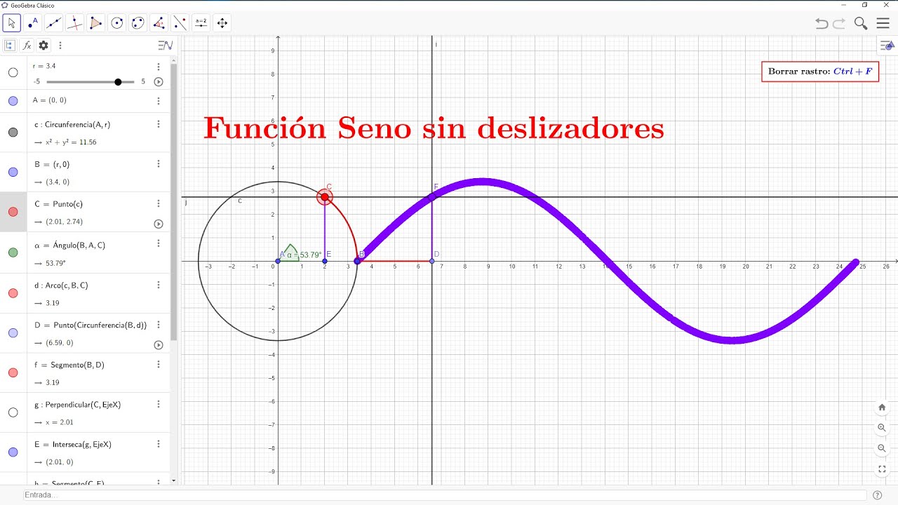 Función Seno en Geogebra (Tutorial sin deslizadores)