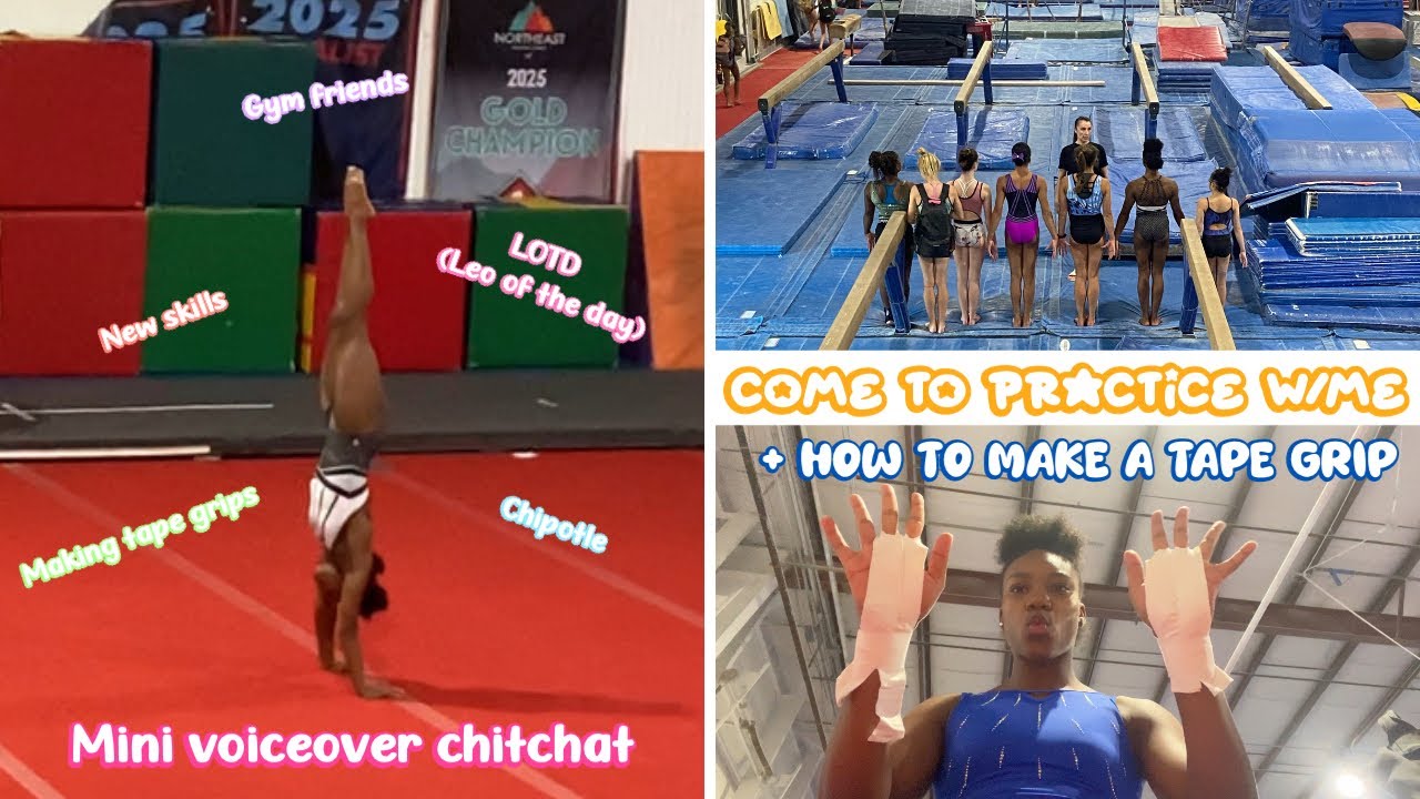 COME TO GYMNASTICS PRACTICE W/ME + ￼HOW TO MAKE A TAPE GRIP | Level 10 gymnast ,new skills & more
