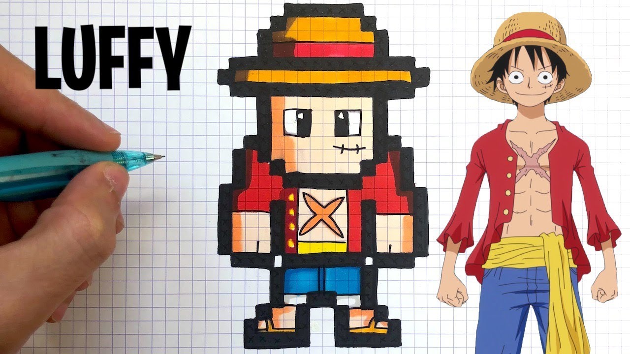 DESSIN FACILE LUFFY PIXEL ART ONE PIECE