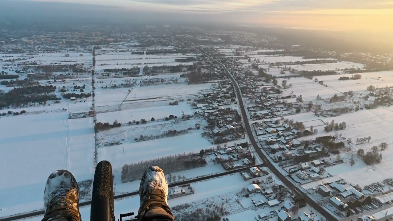 Styczniowy zimowy zachód słońca