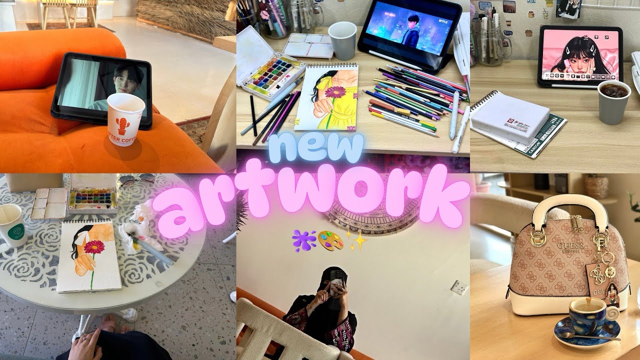 يومين مع الرسم والقهوة | two soft art days with me 🎨✨