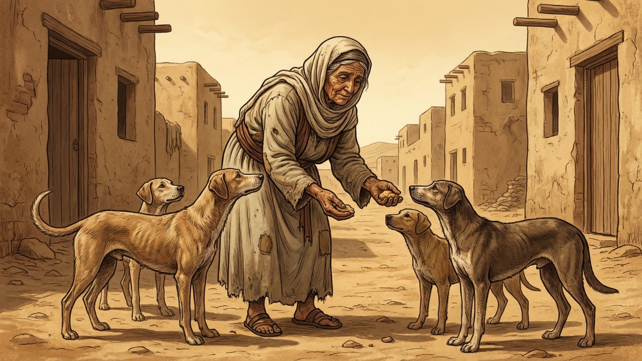 قصة المرأة التي كانت تطعم الكلاب الضالة… فقادتها الكلاب يومًا إلى مغارة مليئة بالكنوز القديمة!