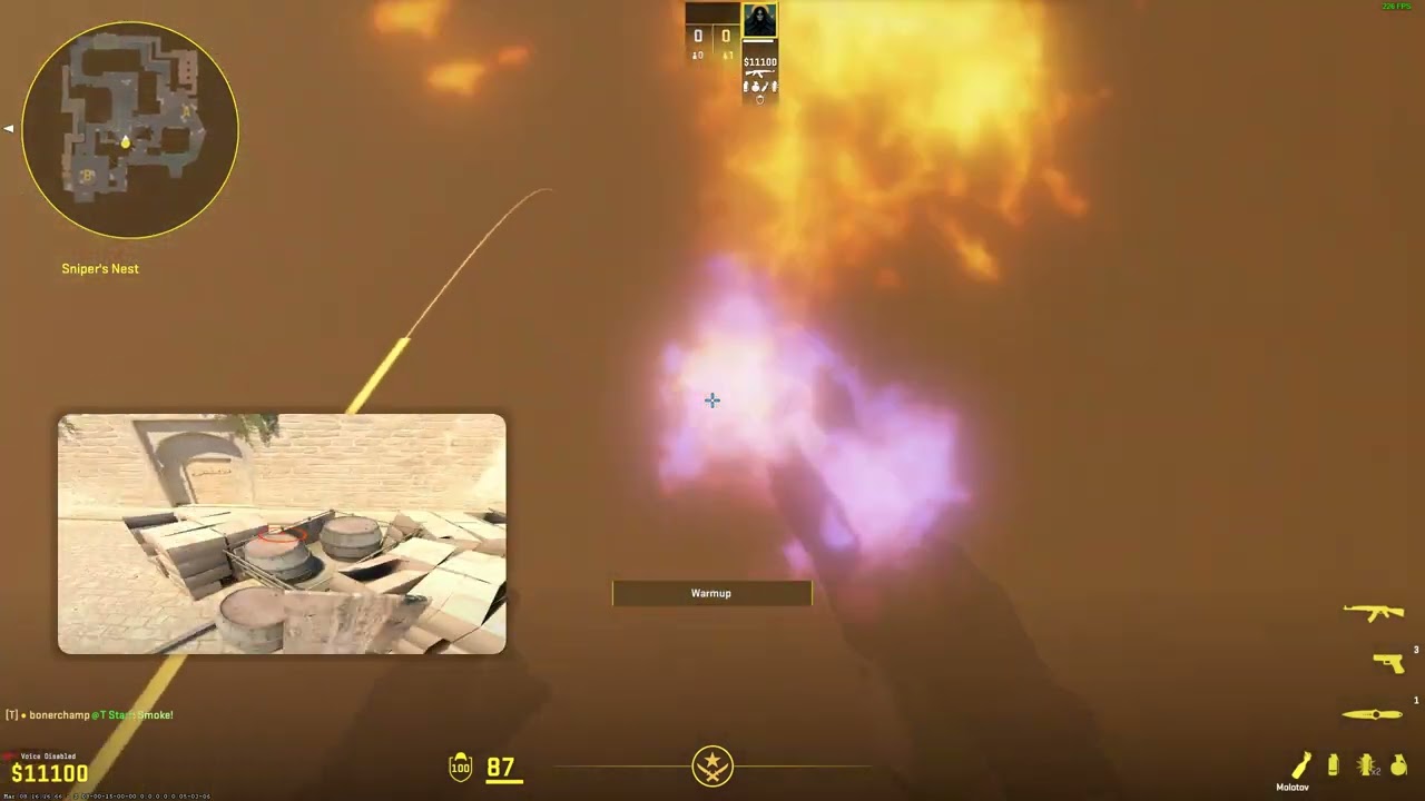 CS2 - Mirage: Molly Top Mid Boxes when Window is Smoked