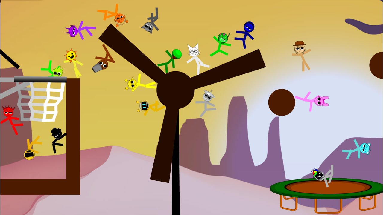 Incredibox Sprunki Race To Basketball Ring in Algodoo │ Level 9.