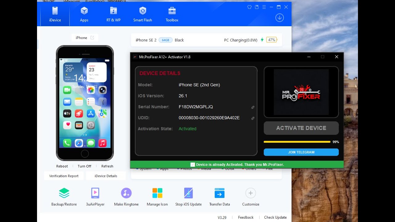 Mr.Pro Fixer A12+ V1.8 iCloud Bypass (Windows Tool) iPhone XR → 17 Pro Max And All iPads Support