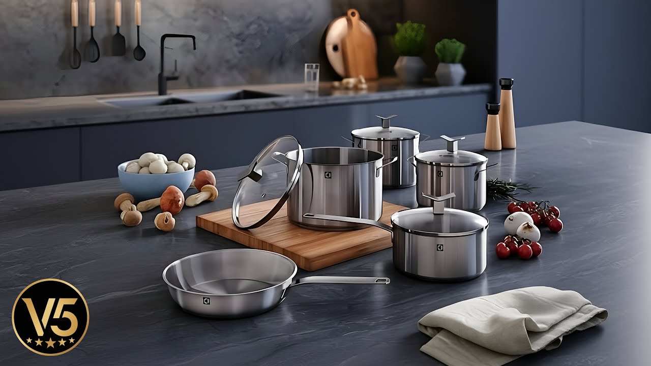 🍲 CONJUNTO DE PANELAS 5 UNIDADES AÇO INOX ELECTROLUX 🍝