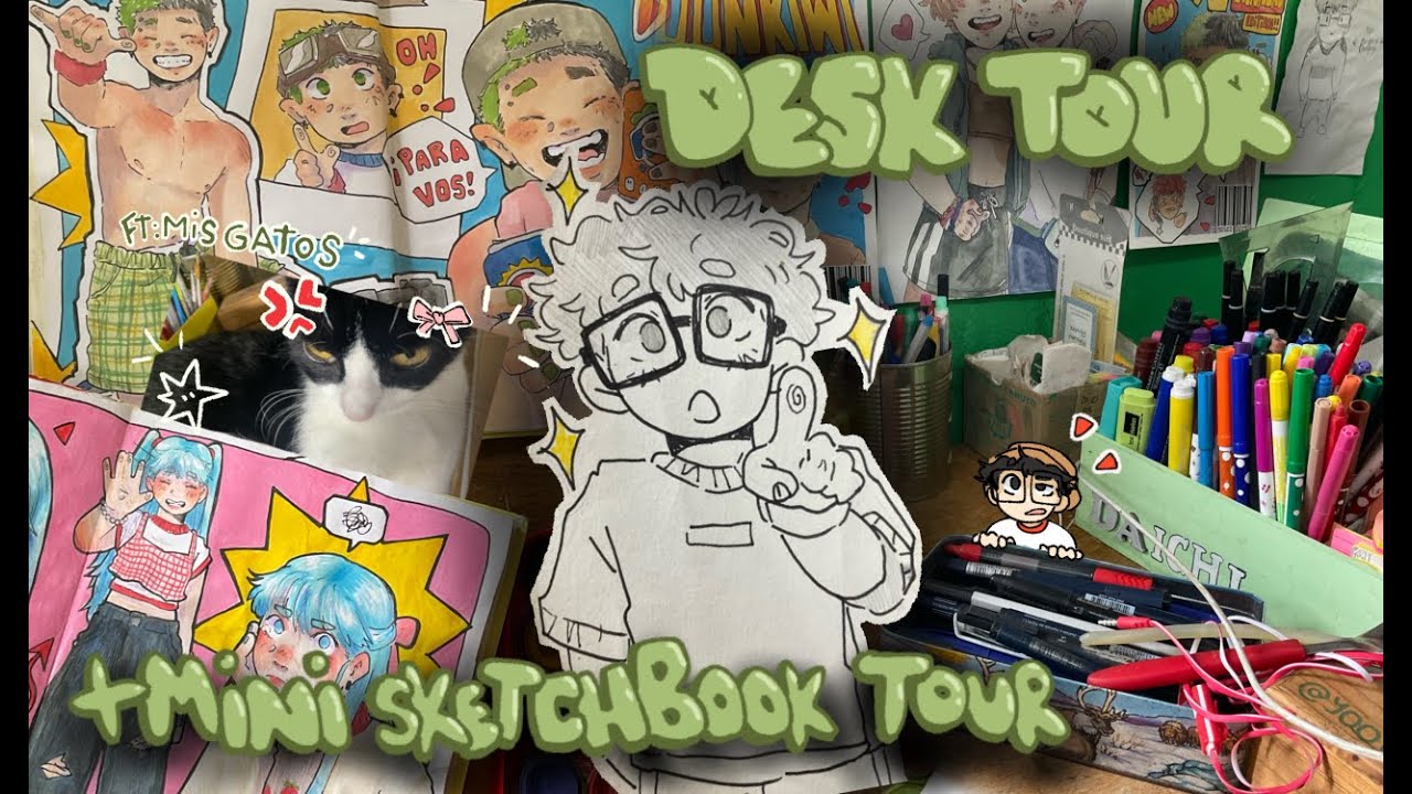 🐸Tour por mi escritorio🐸 + Mini sketchbook tour🌻|| By Yoon.kiwi