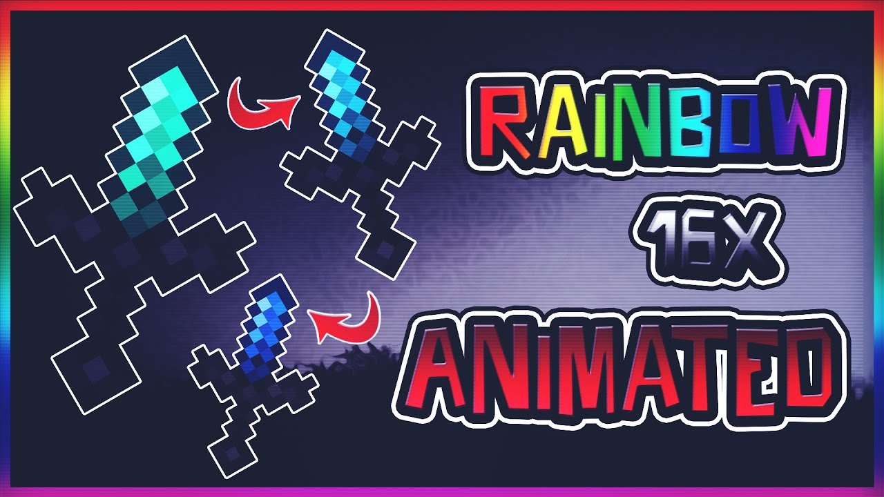 🌈MINECRAFT PVP TEXTURE PACK - RAINBOW 16X (ANIMATED)(FPS)🌈