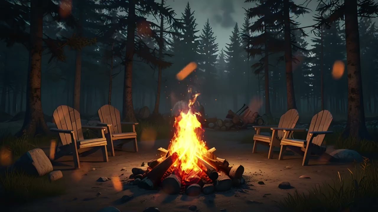 Lofi Campfire in the Forest 🔥 | Calm Night Music for Relaxing & Sleepin
