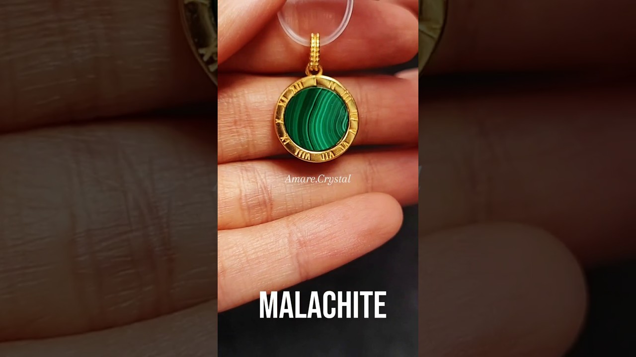 s925 MALACHITE Pendant Natural Crystal Batu Alam Bulu Merak Malasit Kristal Africa