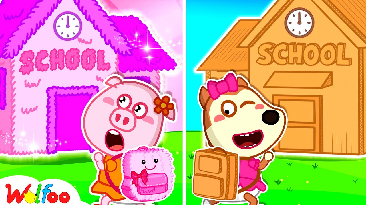 Which Is Better: Cardboard vs Fluffy School? | Adventure For Kids | Wolfoo Channel | Kids Cartoon