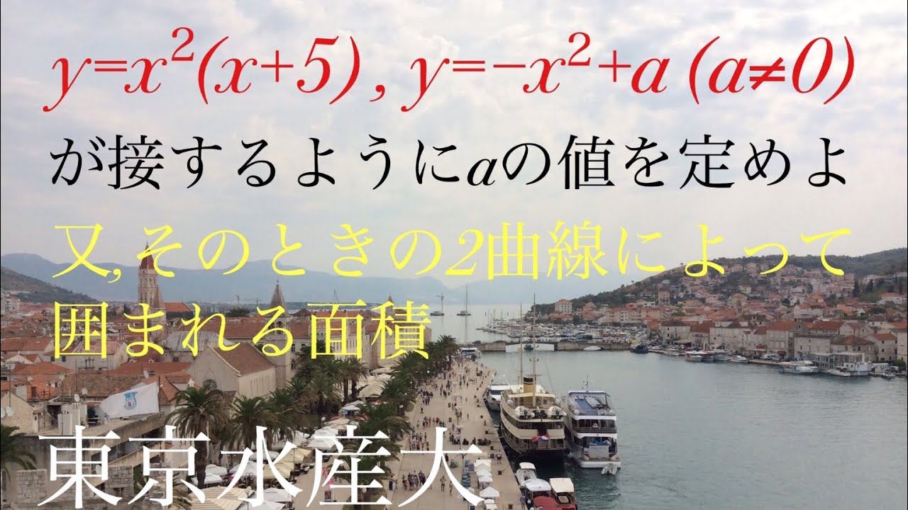 東京水産大　3次関数と2次関数の接する条件　積分 Mathematics Japanese university entrance exam
