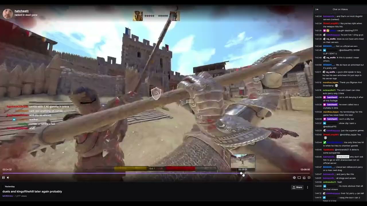 Redblue exposes a Mordhau cheater on stream