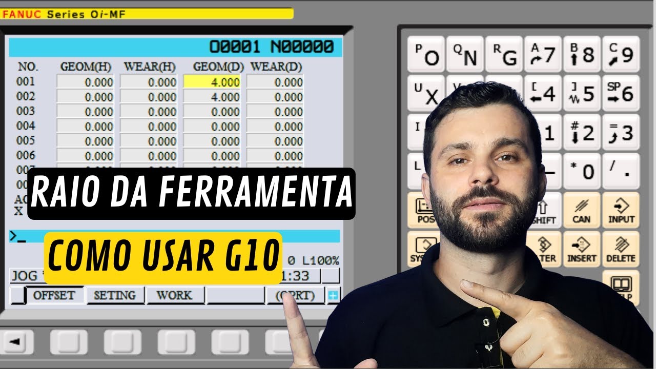Como inserir raio da ferramenta pelo programa CNC nos comandos Fanuc e Mitsubishi (G10 L12 P1 R1)