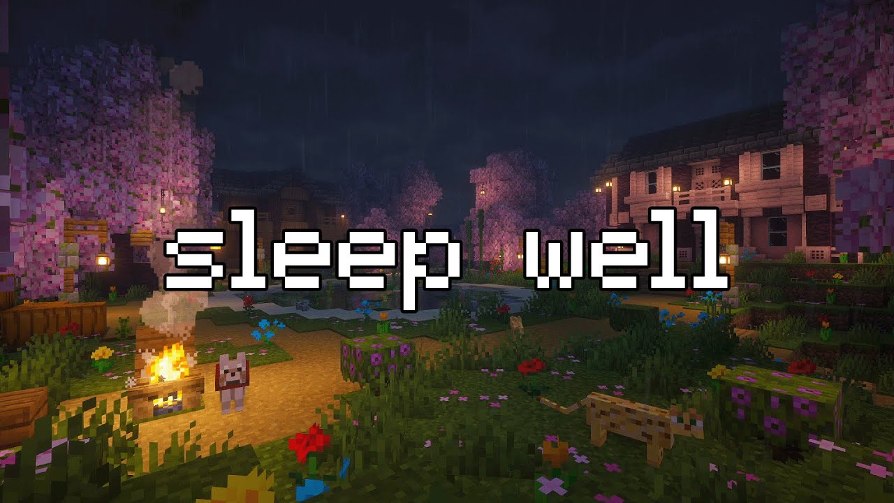 it's getting late, time to rest.... (minecraft music w soft rain & fire)