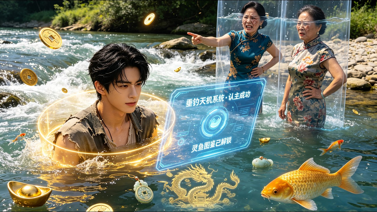 A young man kicked himself into the river, activating the fishing system in a desperate situation!
