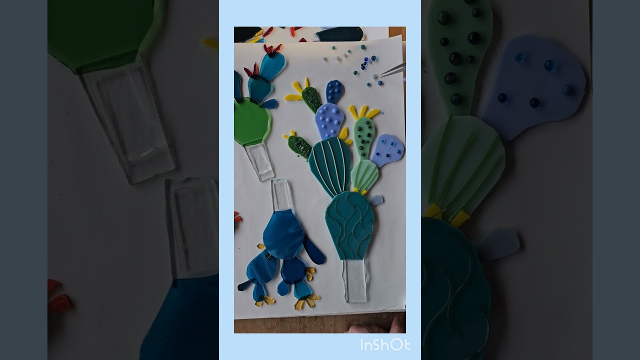 Speed video of making fused glass cactus 🌵  #fusedglass #cactus #glassart