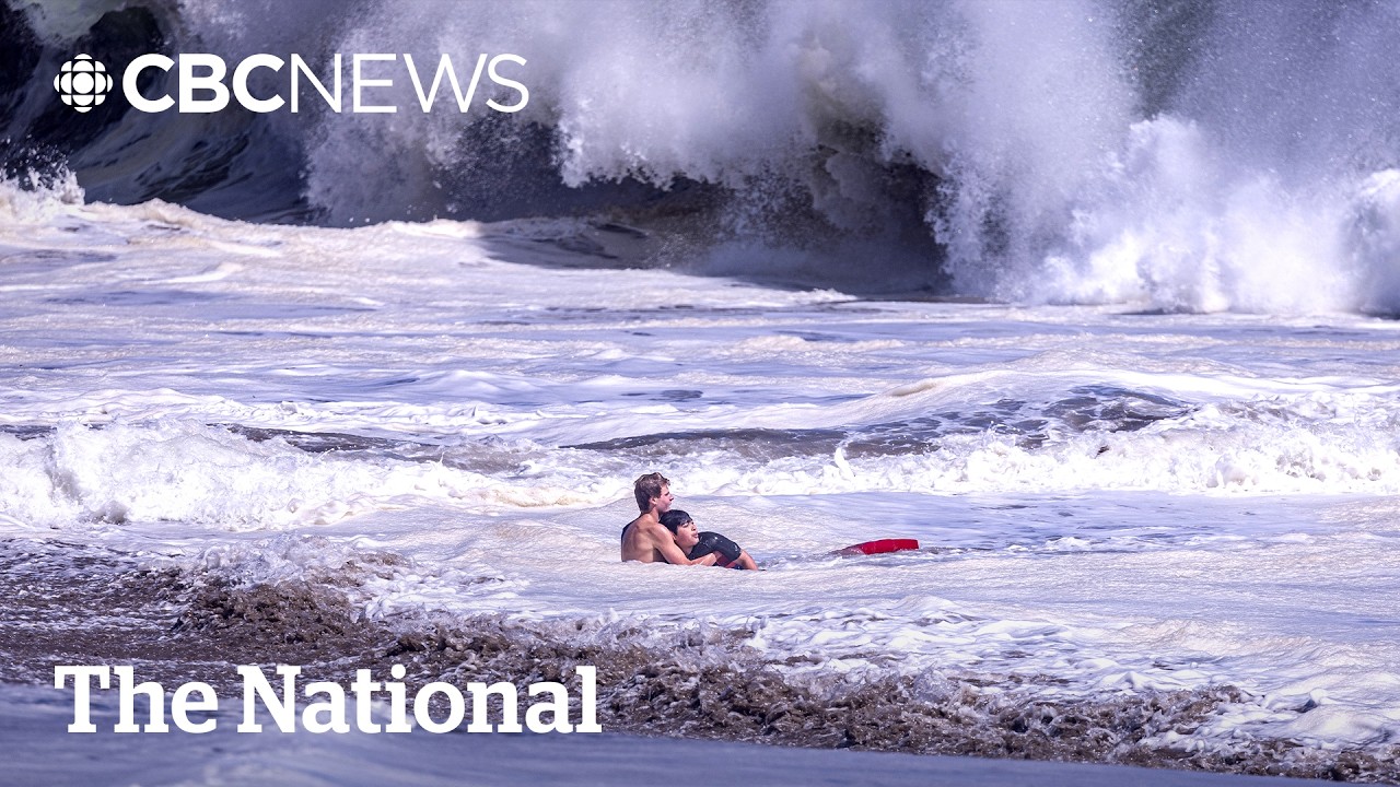 Teen lifeguard battles massive waves to rescue child | The Moment