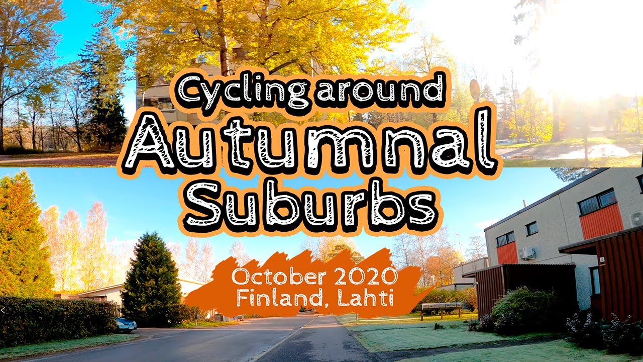 Cycling around Autumnal Suburbs, October 2020, Finland, Lahti [4K]