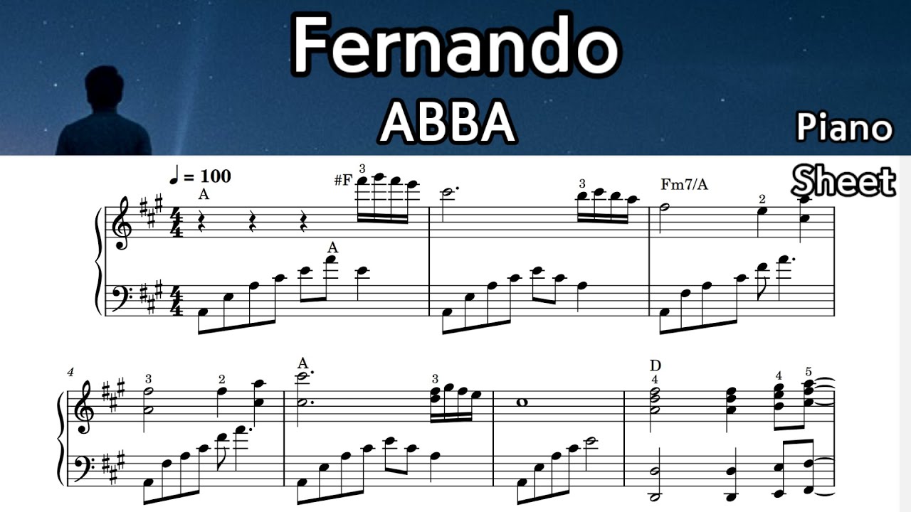 Fernando  / Piano Sheet Music/  ABBA /  by SangHeart Play