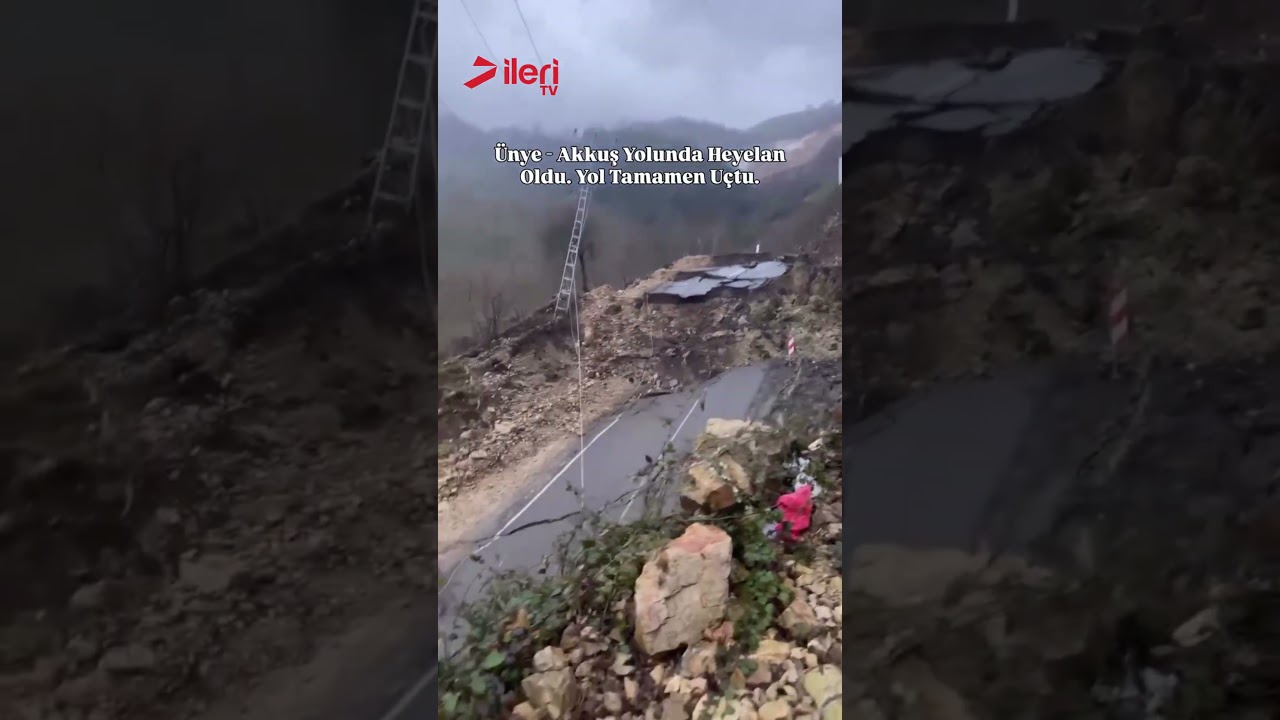 Ünye-Akkuş Yolunda Heyelan Oldu. Yol Tamamen Uçtu.