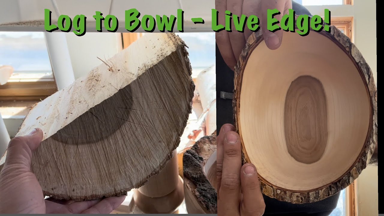 Woodturning - Log to Bowl w/ Live Edge !!