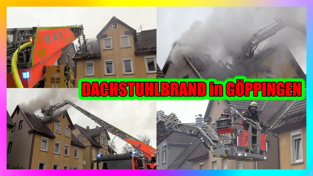🔥 DACHSTUHLBRAND durch OBERLEITUNG 🔥 Drehleiter Feuerwehr 🚒 Göppingen im Einsatz 🚒