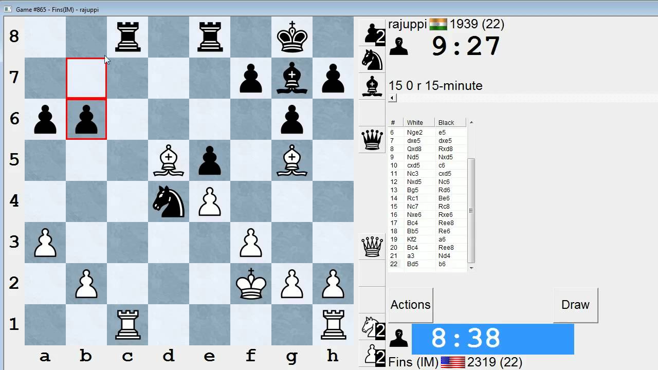 Standard Chess #124: IM Bartholomew vs. rajuppi (King's Indian Defense)