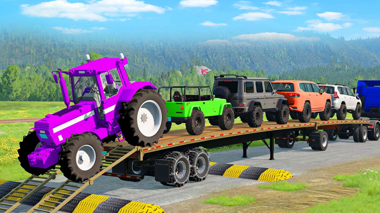 Flatbed Truck Mcqueen | Transportation with Truck - Pothole vs Car #134 - BeamNG.Drive