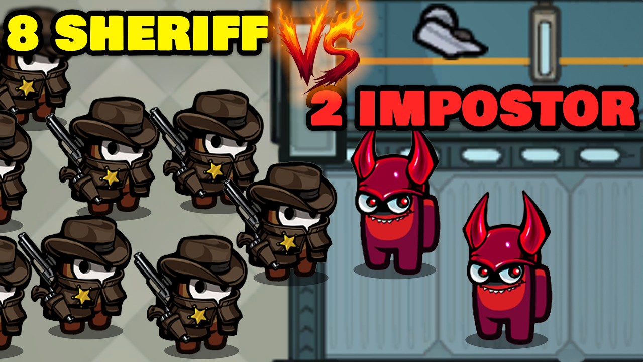 DEV KAPIŞMA! 8 SHERIFF vs 2 IMPOSTOR! AMONG US CHALLENGE #2 | Eksto Can