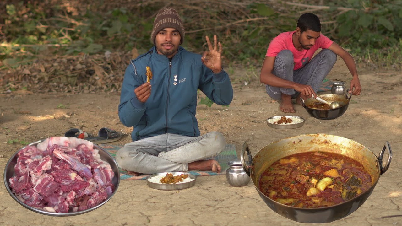 Village style Mutton Curry cooking in village traditional style/ मटन का रेसिपी देसी स्टाइल Mutton 