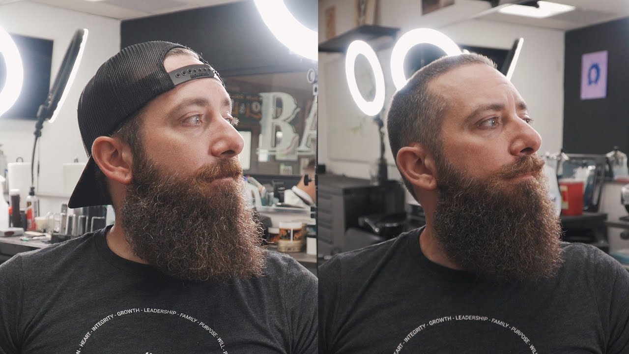 Barber Trims and Shapes a Big Curly Beard