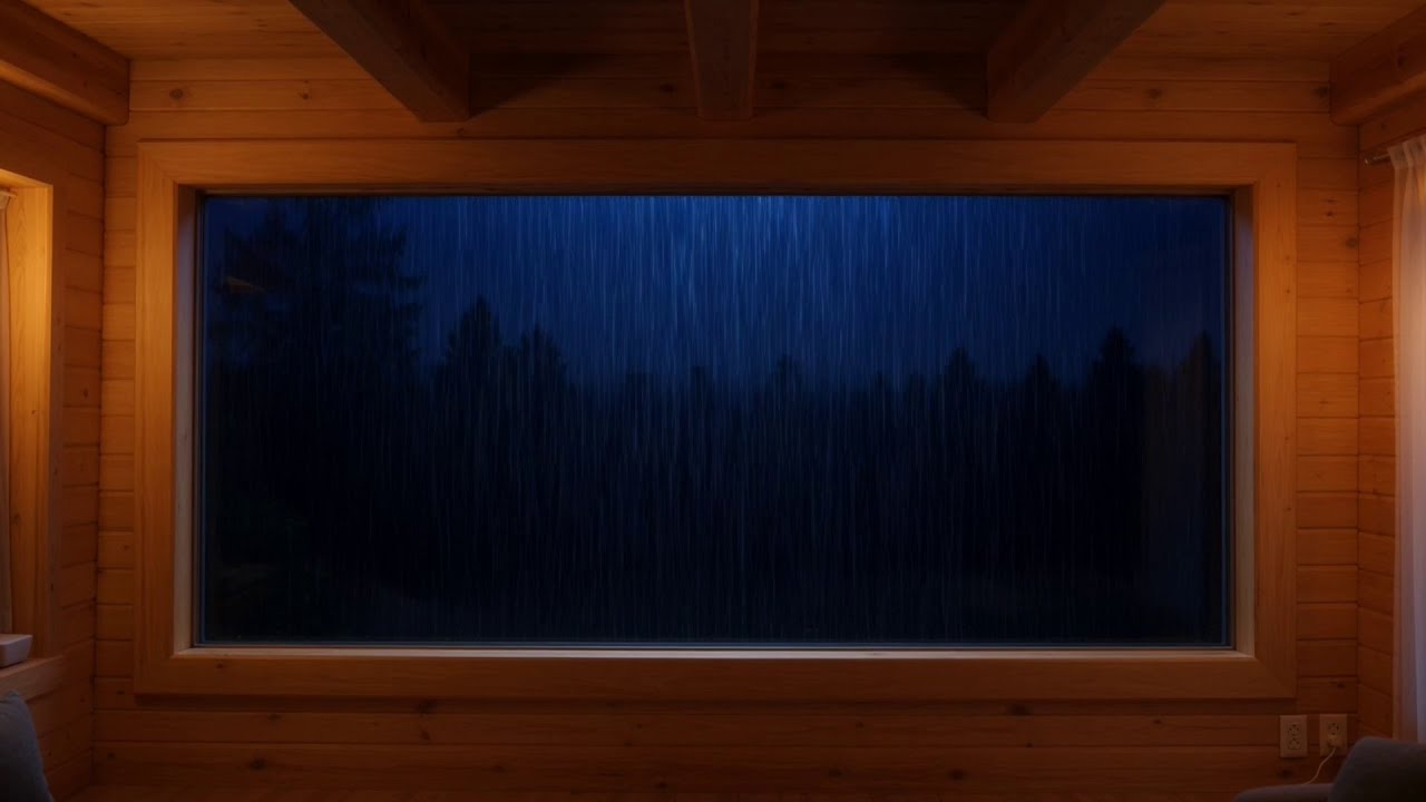 Rainy Night in Cozy Cabin | Heavy Rain on Window for Sleep & Relaxation