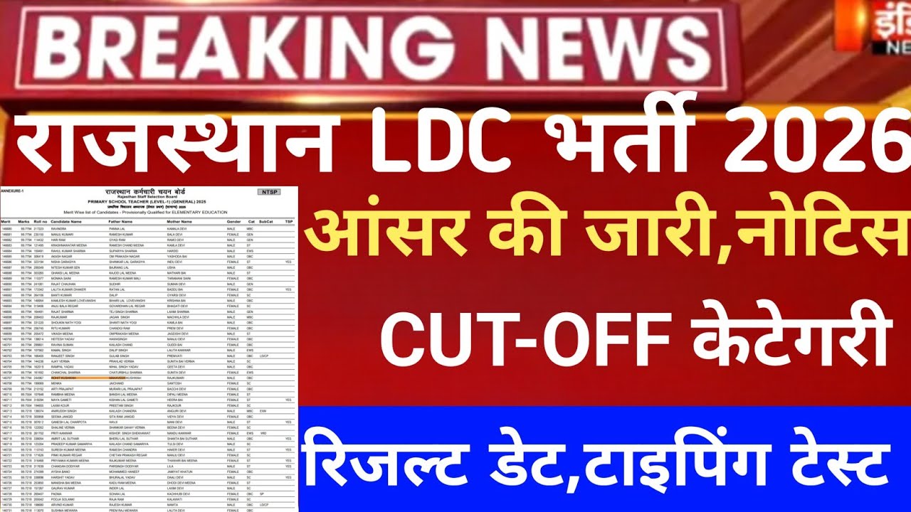 Rajasthan LDC expected Cut-Off 2026/RSSB ldc Answerkey 2026/Raj.ldc Safe Score/rssb ldc result 2026