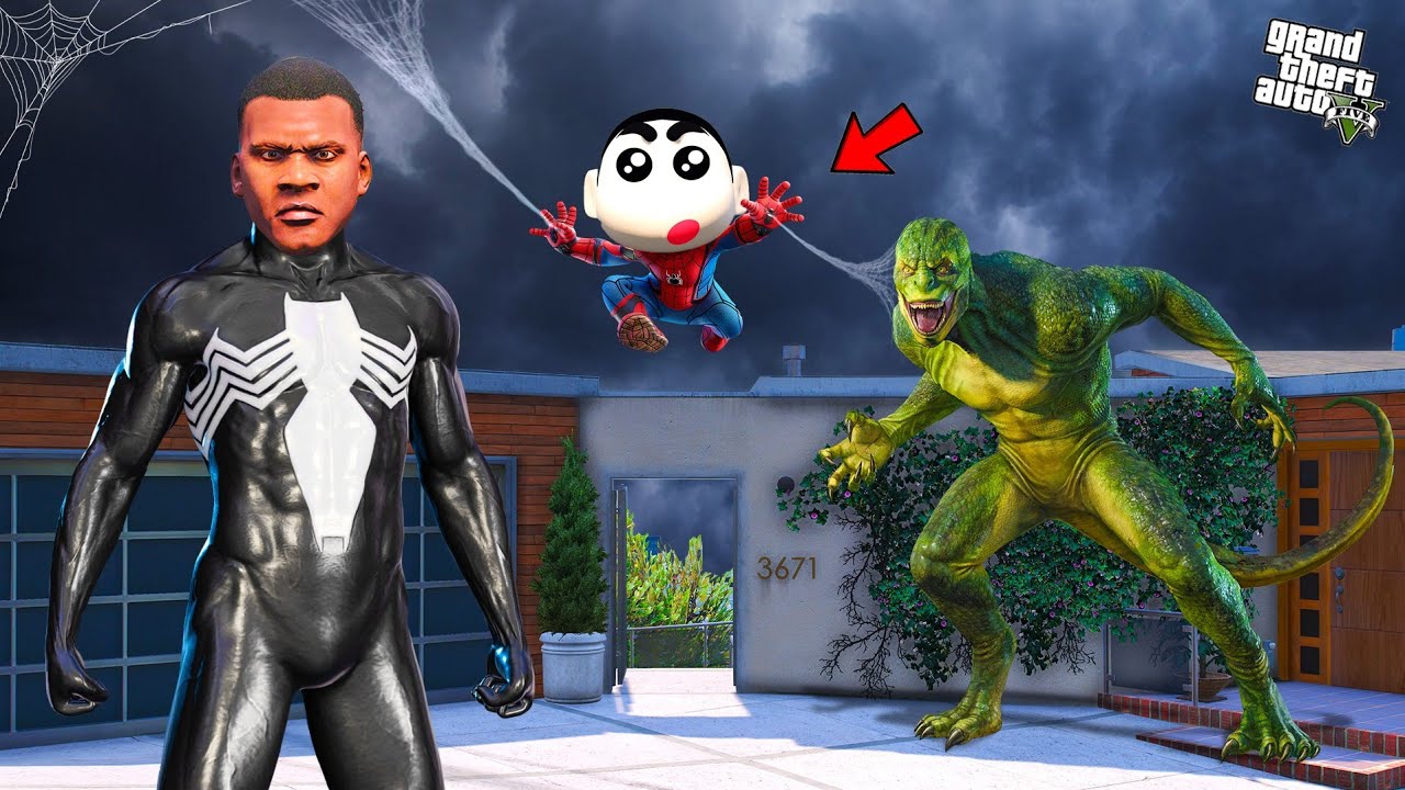 Shinchan & Franklin Become a Black Venom Spider Man in Gta 5