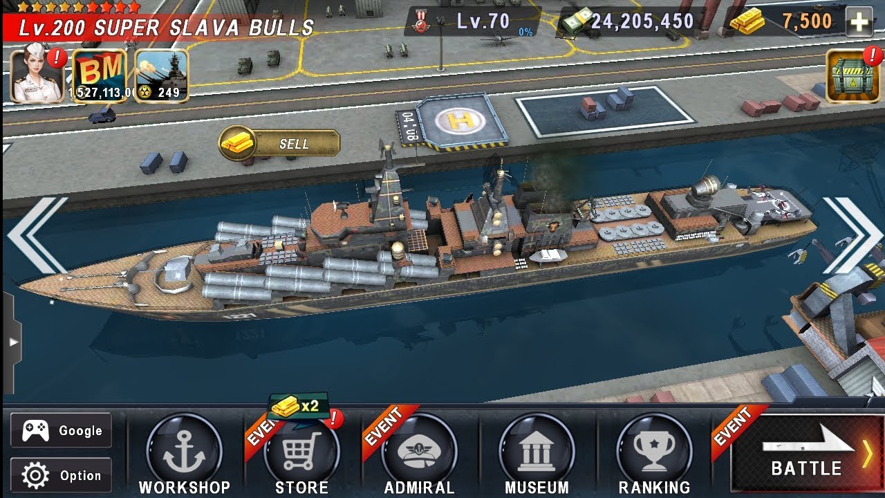 WARSHIP BATTLE Hell Mode Boss Attack With Super Slava Bulls 1080P 60FPS