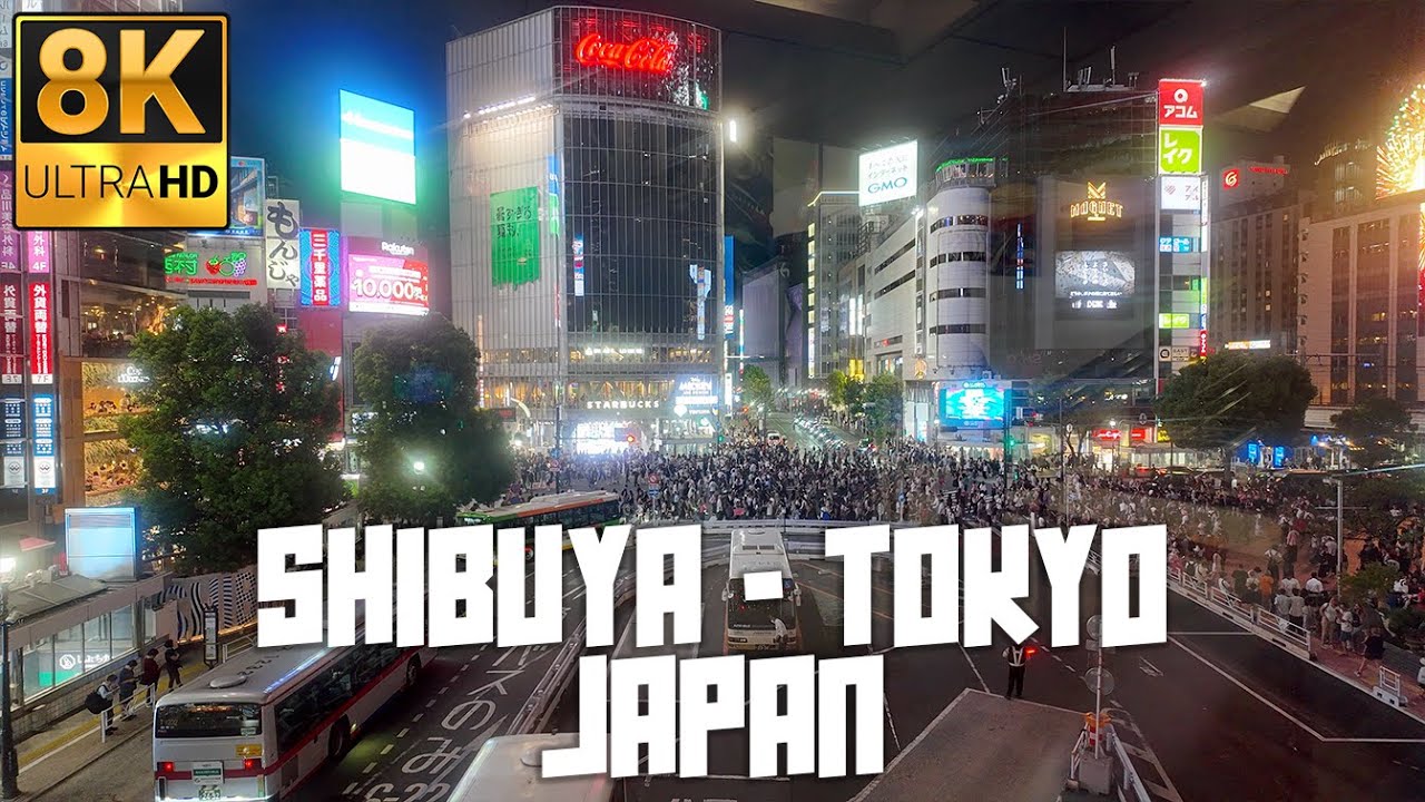 Shibuya Summer Walk at Night in Toyko Japan - 8k/60 FPS/HDR