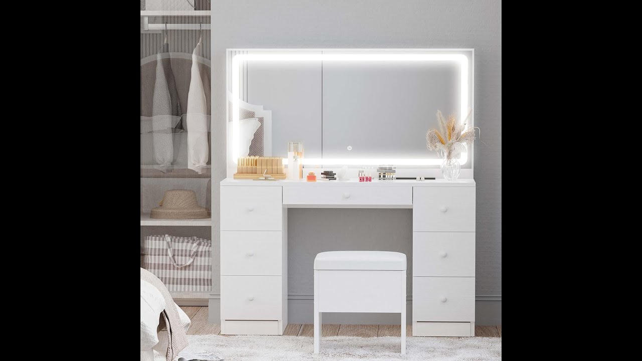 IRONCK Vanity Desk Installation Tutorial | LED Mirror & Storage