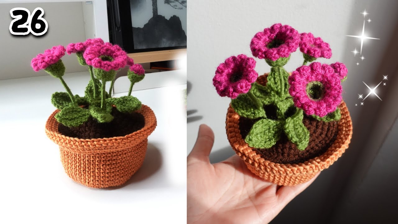 Crochet Flower in a Pot 🪴Beautiful Home decoration idea 💡