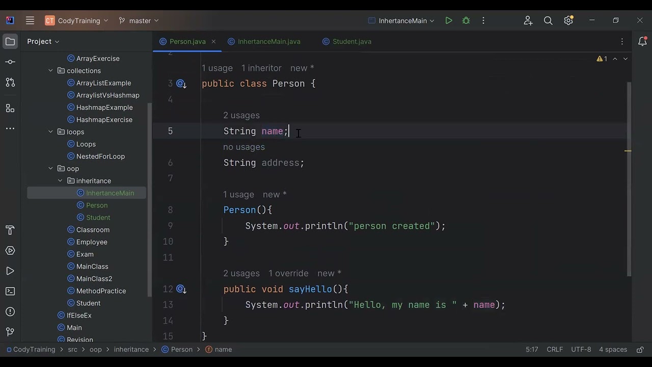 Session 27 -  Inheritance in Java part 2 -  Coding
