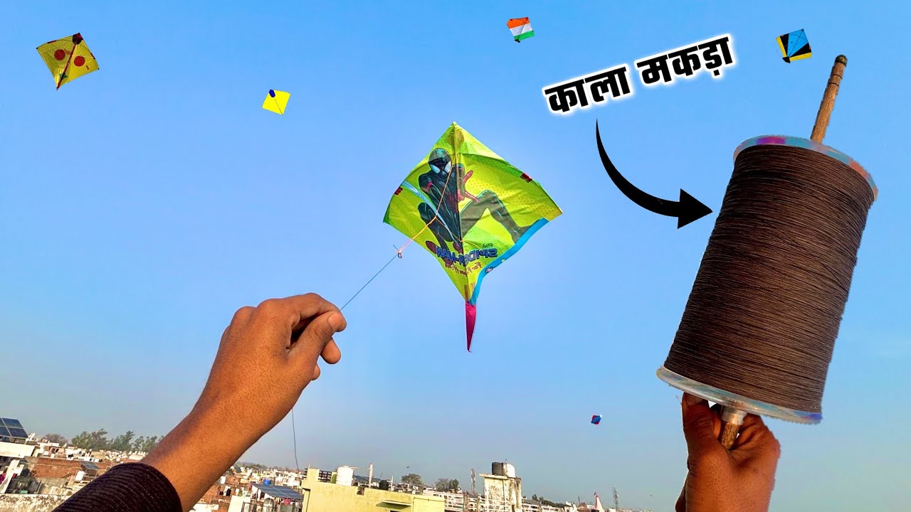 SPIDER MAN Kite Fighting with काला मकड़ा Manjha | Kite cutting | kite 
