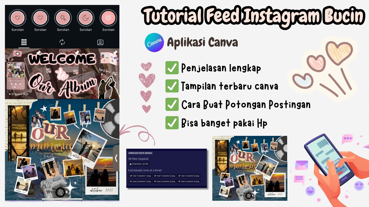 Tutorial Feed Instagram Bucin di Aplikasi Canva || Ukuran 4:5 || Cara Membuat Puzzle || Cara Posting