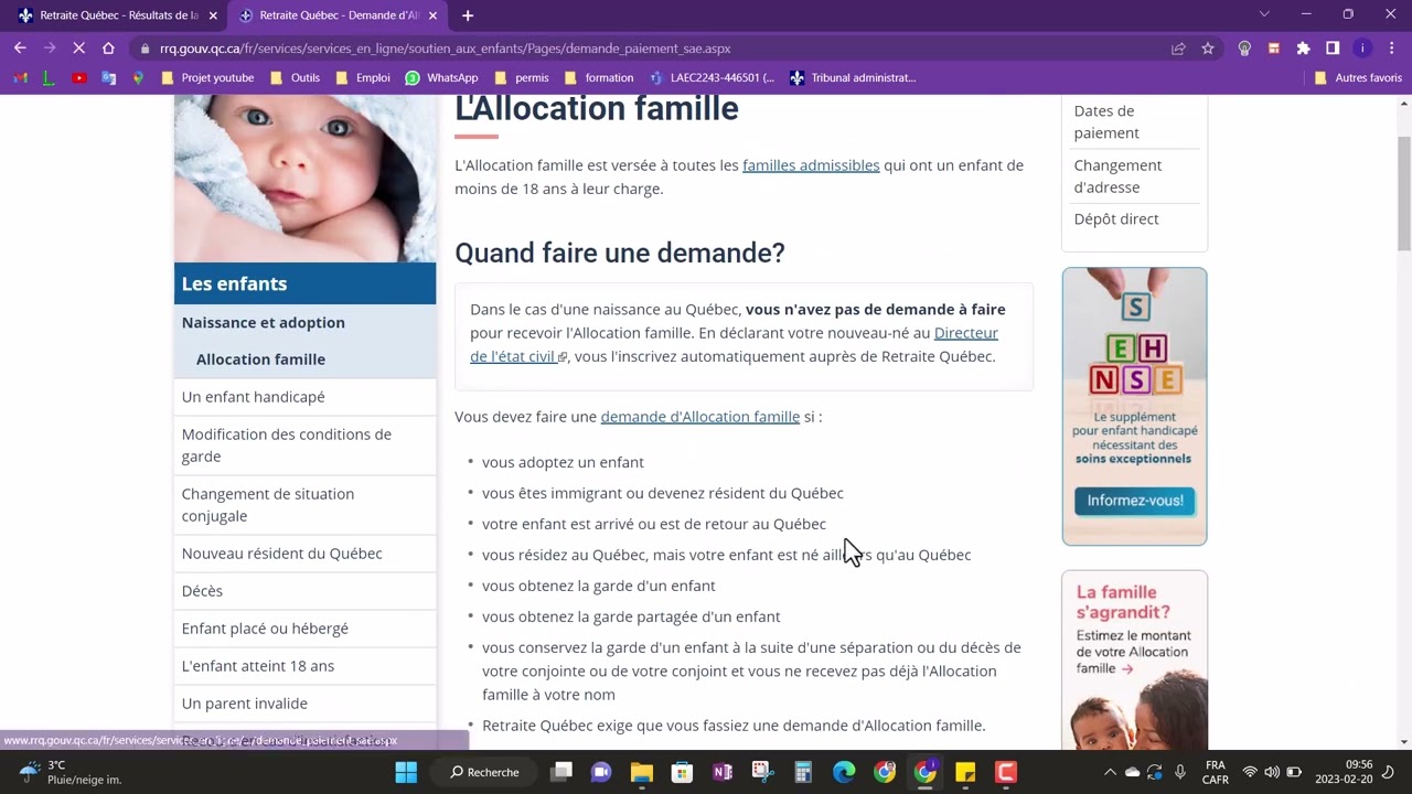 allocation famille Qu&eacute;bec التعويضات العائلية في كندا
