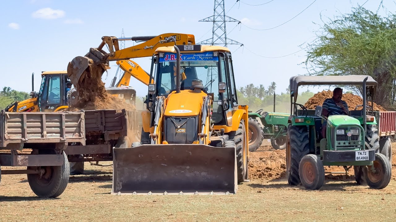 JCB 3DX Plus Loading Mud Eicher Sonalika Mahindra Swaraj JohnDeere Tractor in Pond | Jcb tractor