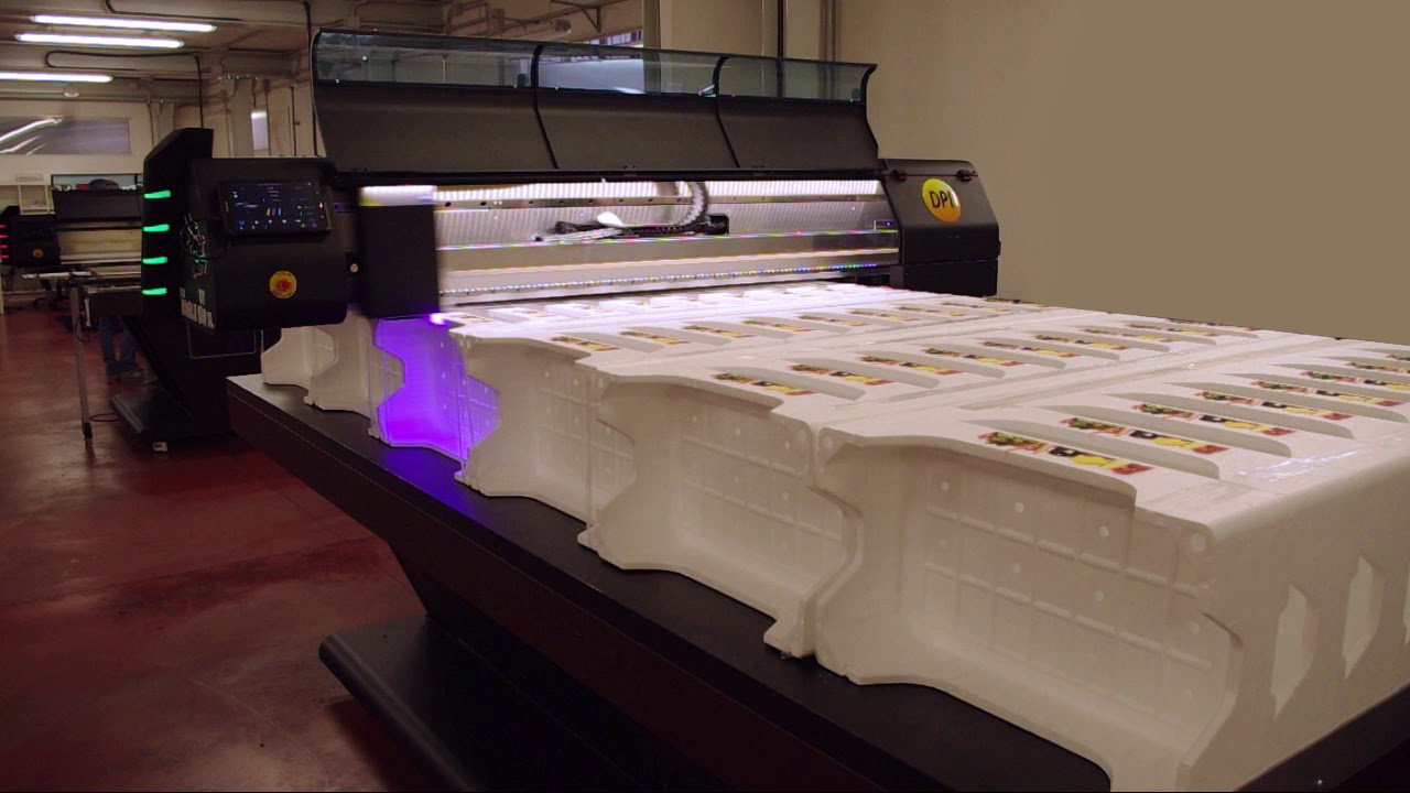 Polystyrene printing with industrial digital printer Eagle UV XL 130