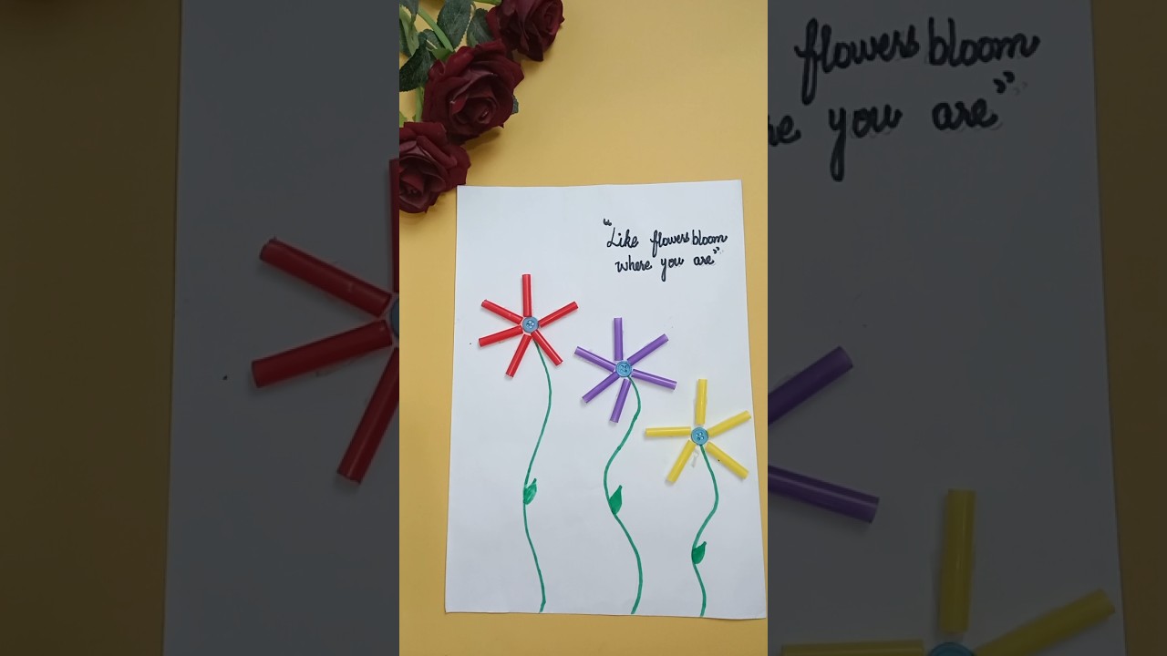 Straw flowers/DIYeasy crafts /Art and craft#diycrafts #drawing #magicalcrafts