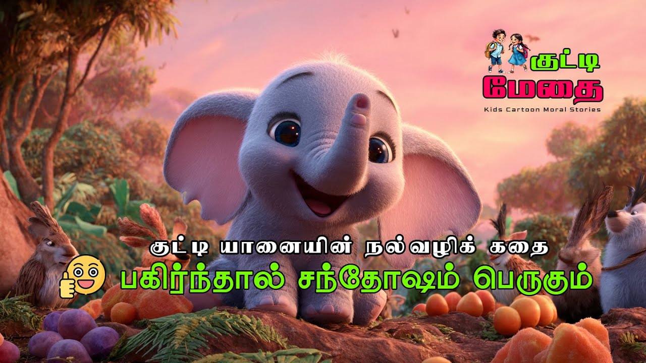 Kids Moral Story Tamil | A Cute Elephant Story 🐘✨| பகிர்ந்தால்சந்தோஷம்பெருகும்#needhikadhaigal